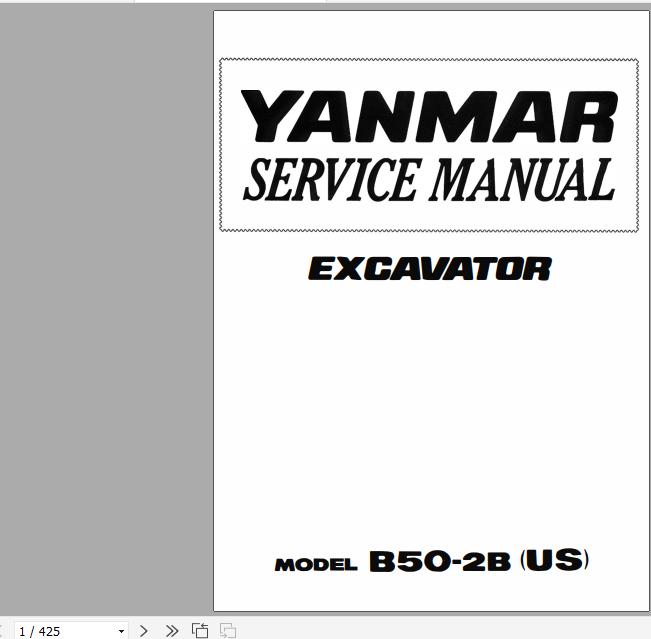 Yanmar Crawler Excavators B50 2B Service Manuals EN PDF 1