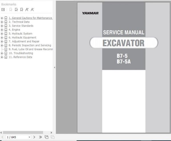 Yanmar Crawler Excavators B7 5 B7 5A Service Manuals EN PDF 1