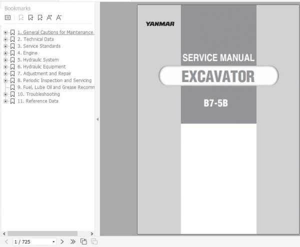 Yanmar Crawler Excavators B7 5B Service Manuals EN PDF 1