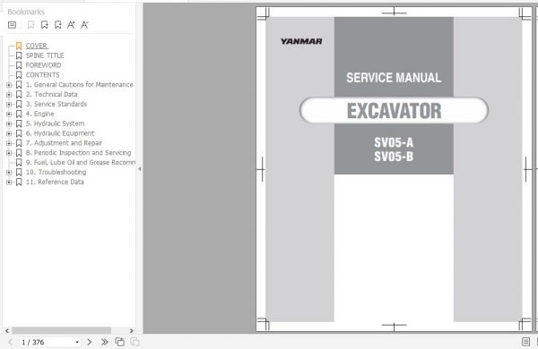 Yanmar Crawler Excavators SV05 A SV05 B Service Manuals EN PDF 1