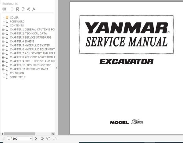 Yanmar Crawler Excavators SV05 Service Manuals EN PDF 1