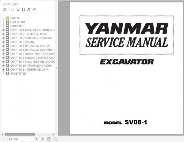 Yanmar Crawler Excavators SV08 1 Service Manuals EN PDF 1