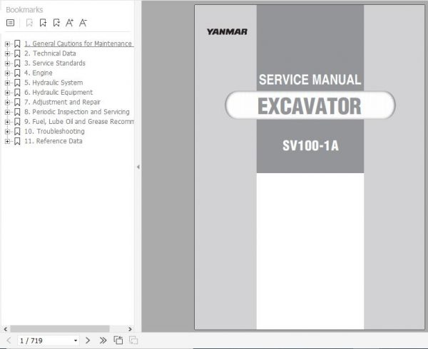 Yanmar Crawler Excavators SV100 1A Service Manuals EN PDF 1