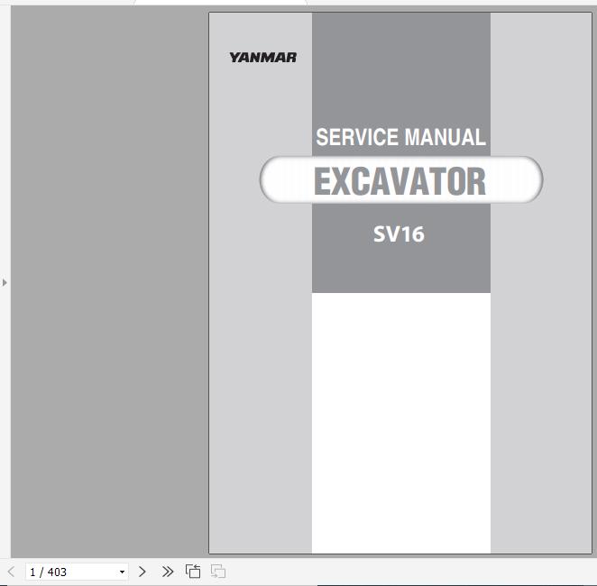 Yanmar Crawler Excavators SV16 Service Manuals EN PDF 1