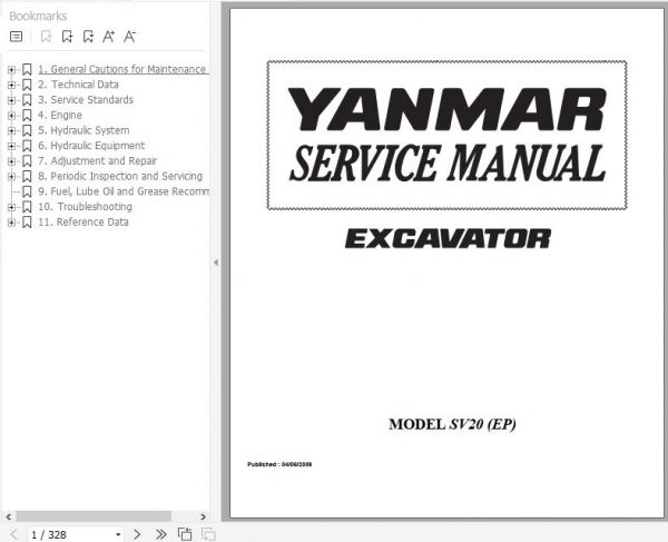 Yanmar Crawler Excavators SV20EP Service Manuals EN PDF 1 1