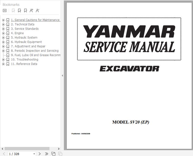 Yanmar Crawler Excavators SV20EP Service Manuals EN PDF 1 1