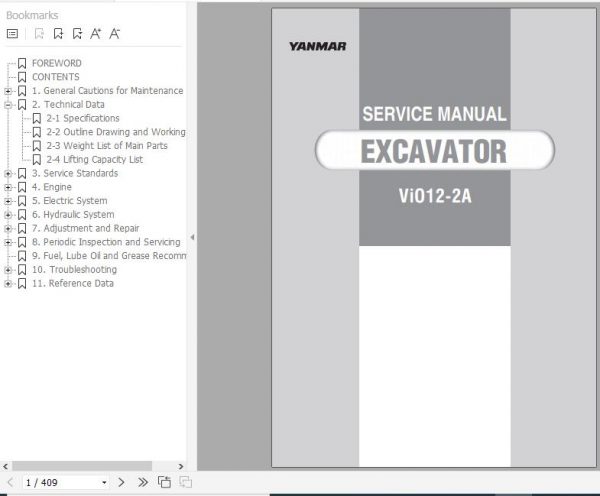 Yanmar Crawler Excavators VIO12 2A Service Manuals EN PDF 1