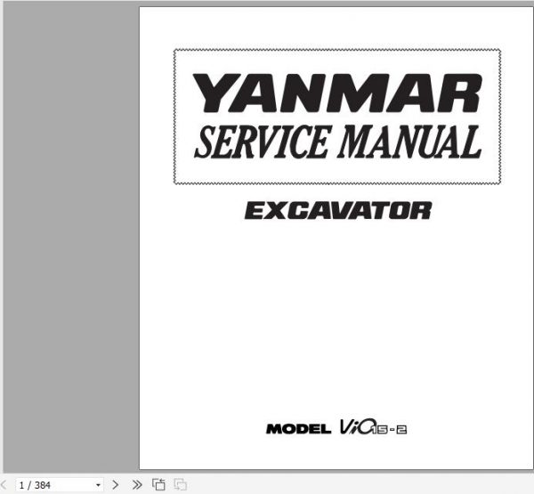 Yanmar Crawler Excavators VIO15 2 Service Manuals EN PDF 1