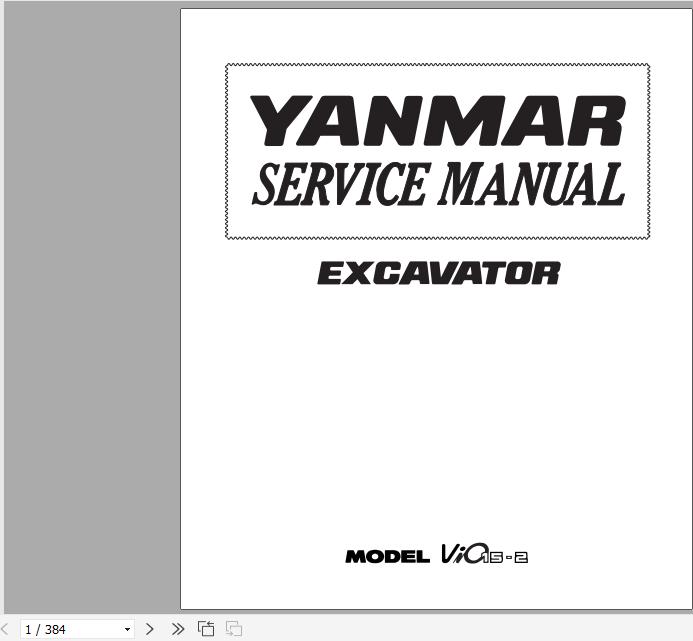 Yanmar Crawler Excavators VIO15 2 Service Manuals EN PDF 1