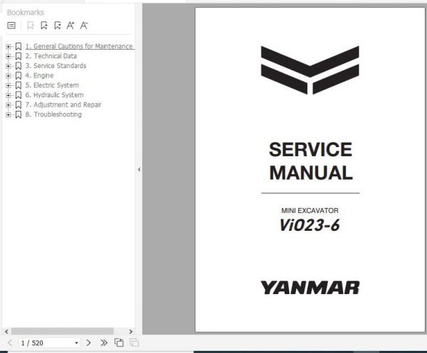 Yanmar Crawler Excavators VIO23 6 Service Manuals EN PDF 1