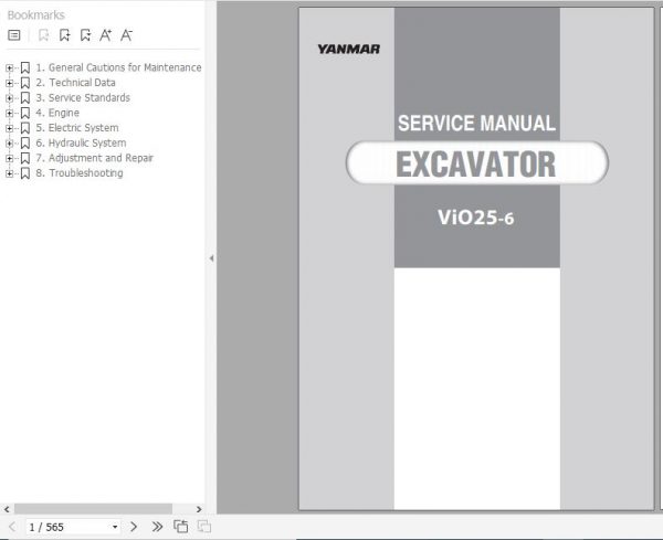 Yanmar Crawler Excavators VIO25 6 Service Manuals EN PDF 1 1