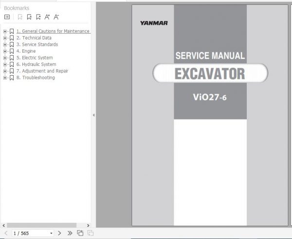 Yanmar Crawler Excavators VIO27 6 Service Manuals EN PDF 1