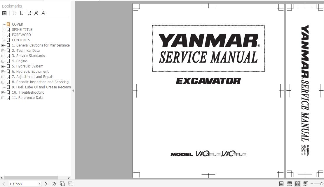 Yanmar Crawler Excavators VIO455 VIO555 Service Manuals EN PDF