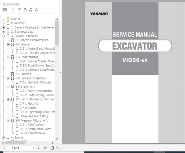 Yanmar Crawler Excavators VIO50 6A Service Manuals EN PDF 1