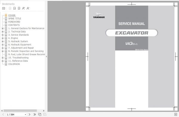 Yanmar Crawler Excavators VIO75 A Service Manuals EN PDF 1