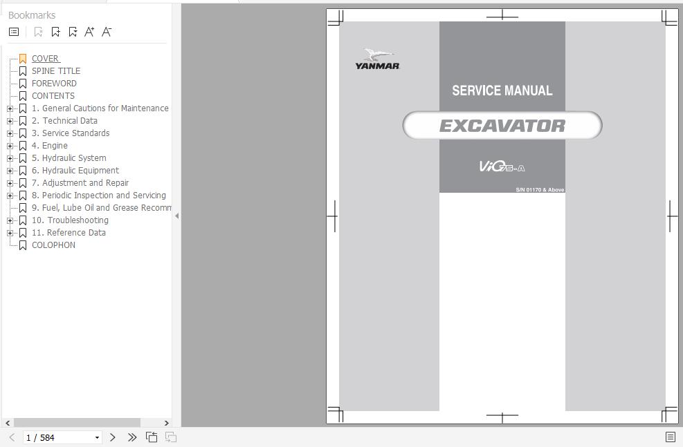 Yanmar Crawler Excavators VIO75 A Service Manuals EN PDF 1