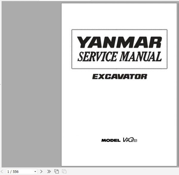 Yanmar Crawler Excavators VIO75 Service Manuals EN PDF 1