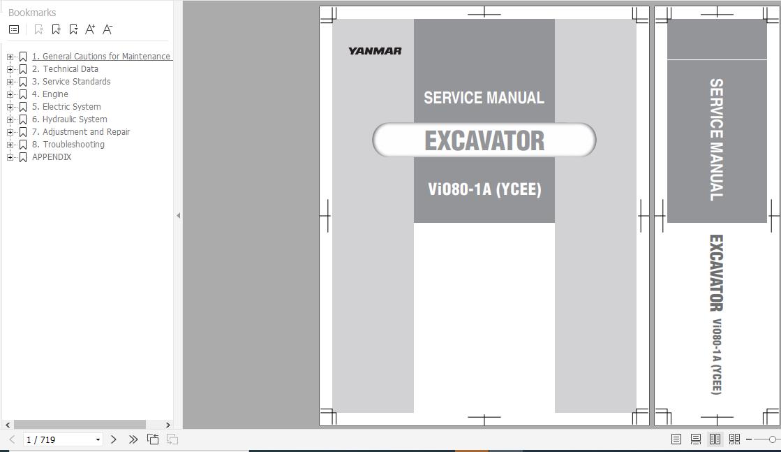 Yanmar Crawler Excavators VIO80 1AYCEE Service Manuals EN PDF 1 1