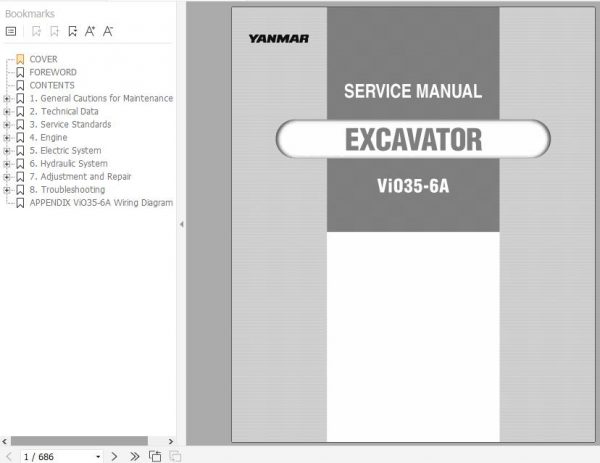 Yanmar Crawler Excavators ViO35 6A Service Manuals EN PDF 1