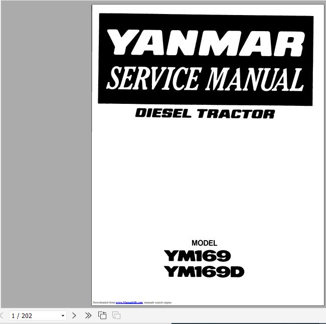 Yanmar Diesel Tractor YM169 YM169D Service Manual 1