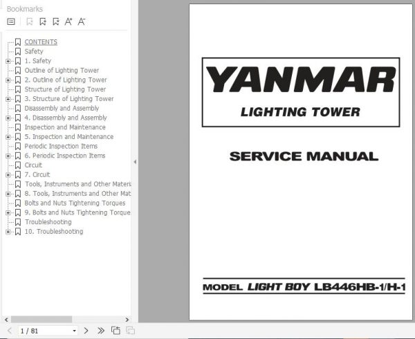 Yanmar Lighting Towers LB446H B1 H 1 Service Manuals EN PDF 1
