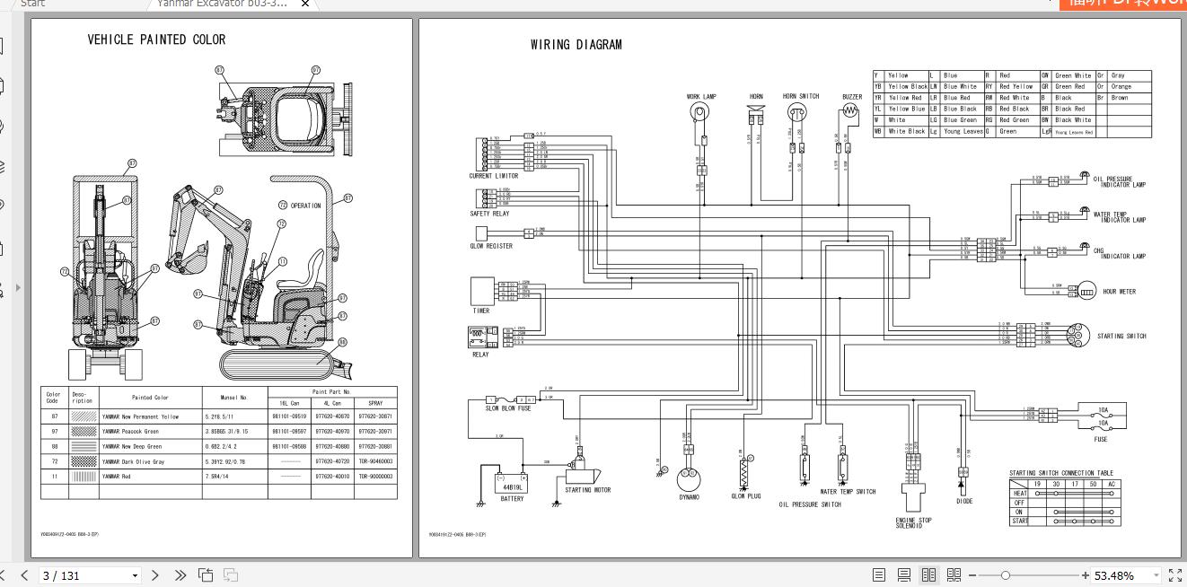 Yanmar Mini Excavator B083 Europe Electrical Wiring Diagrams & Parts