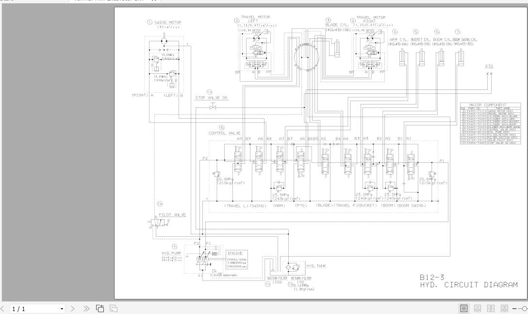 Yanmar Mini Excavator B12 3 Hydraulic Diagrams