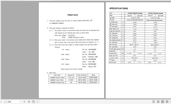 Yanmar Mini Excavator B12 B17 Electrical Wiring Diagrams Parts Catalog 1