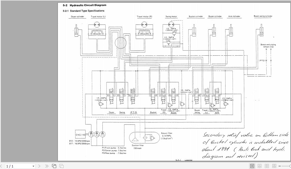 Yanmar Mini Excavator B14 Hydraulic Diagrams 14990090
