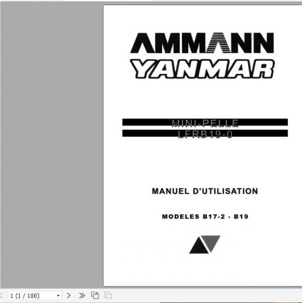 Yanmar Mini Excavator B17 2 B19 LFRB19 0 FR Use Manual 1