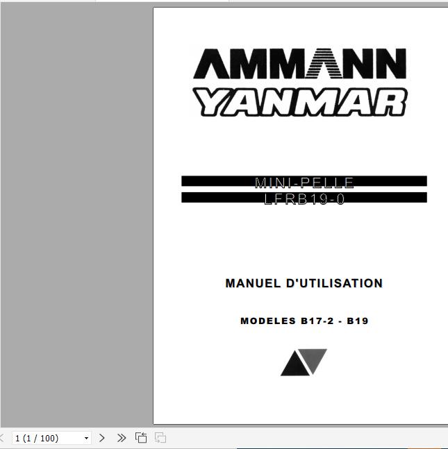 Yanmar Mini Excavator B17 2 B19 LFRB19 0 FR Use Manual 1