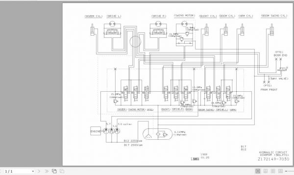 Yanmar Mini Excavator B17 Hydraulic Diagrams Z172149 7030