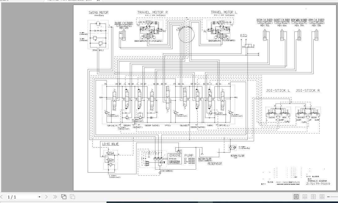 Yanmar Mini Excavator B19 Hydraulic Diagrams Z172179 7020D