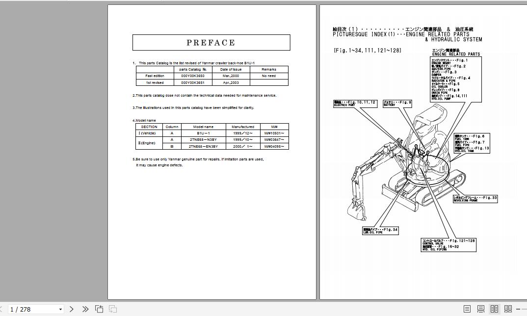 Yanmar Mini Excavator B1U 1 Electrical Wiring Diagrams Parts Catalog 1