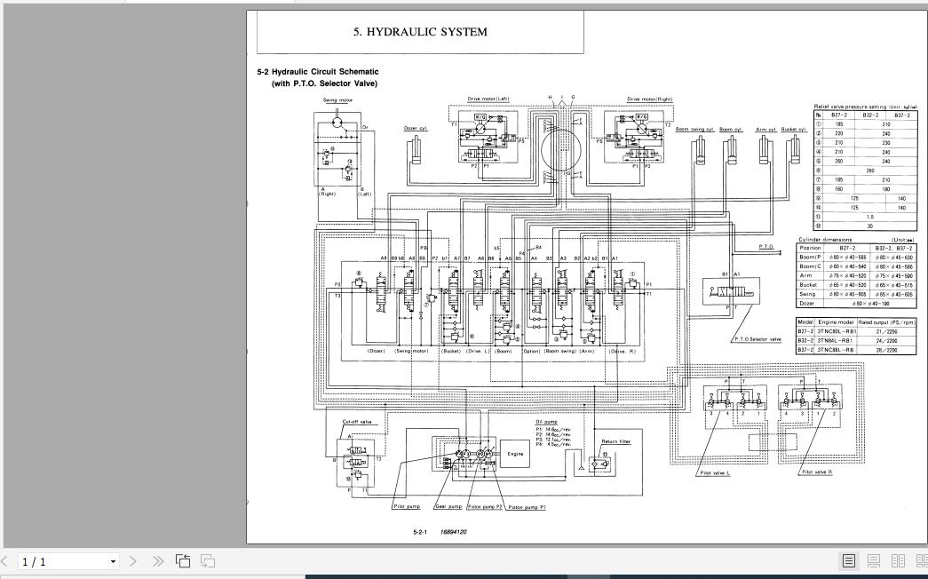 Yanmar Mini Excavator B27 2 Hydraulic Diagrams 16894120