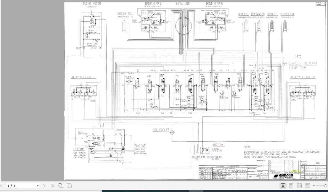 Yanmar Mini Excavator B37V Hydraulic Diagrams Z172443 7001