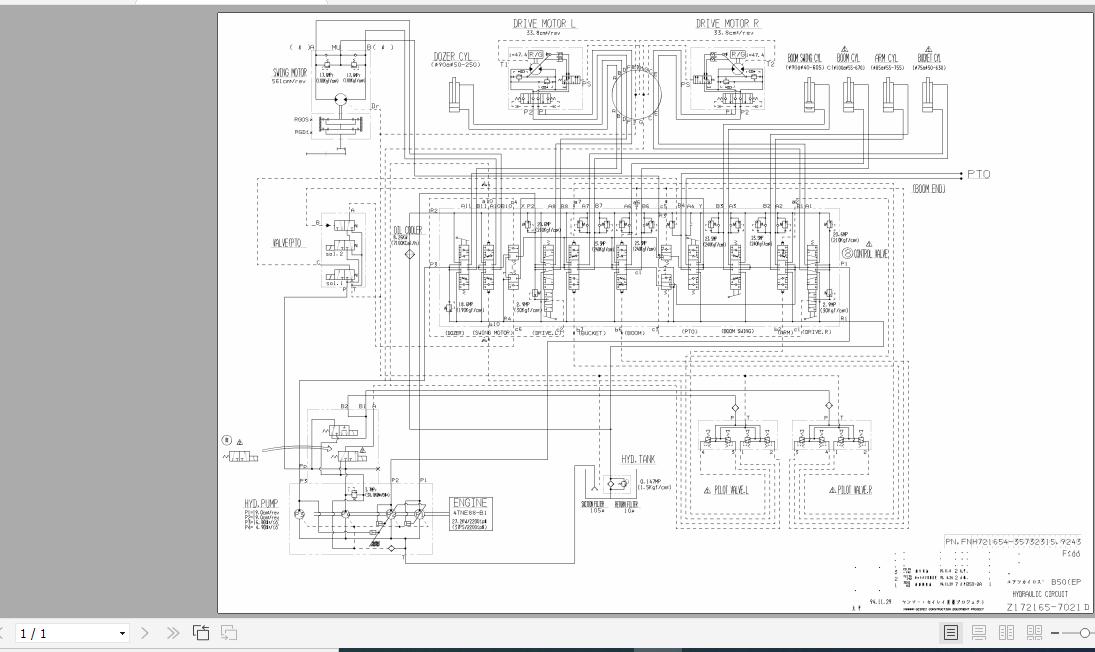 Yanmar Mini Excavator B50 2 Hydraulic Diagrams Z172165 7021D