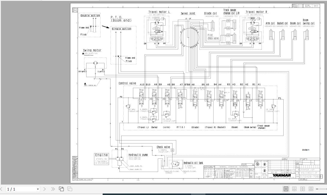 Yanmar Mini Excavator SV08 1 Hydraulic Diagrams Z172A29 7060A1
