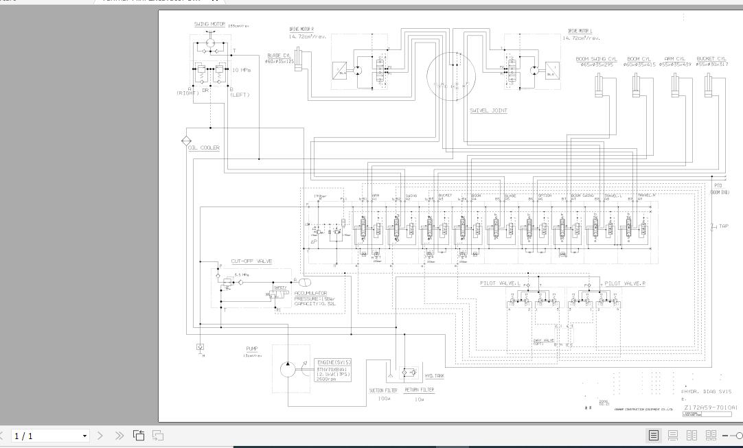Yanmar Mini Excavator SV15 Hydraulic Diagrams Z172A59 7010A1