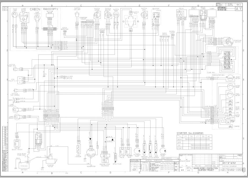 Yanmar Mini Excavator VIO20 VIO25 Wiring Diagrams Z172482 1050D