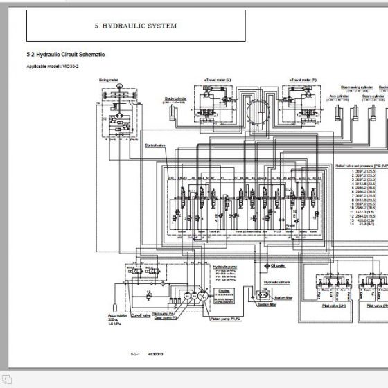 Yanmar Mini Excavator ViO352 Hydraulic Diagrams 4630010