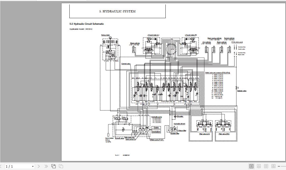 Yanmar Mini Excavator ViO30 2 Hydraulic Diagrams 4630010