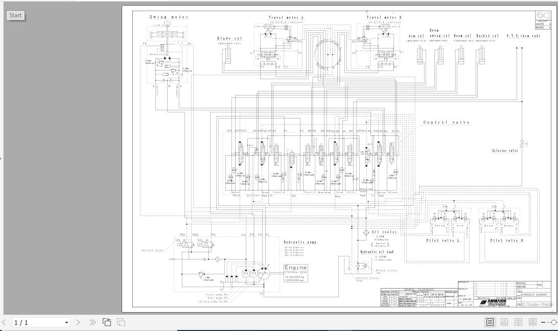 Yanmar Mini Excavator ViO35 3 Hydraulic Diagrams Z172484 7060D