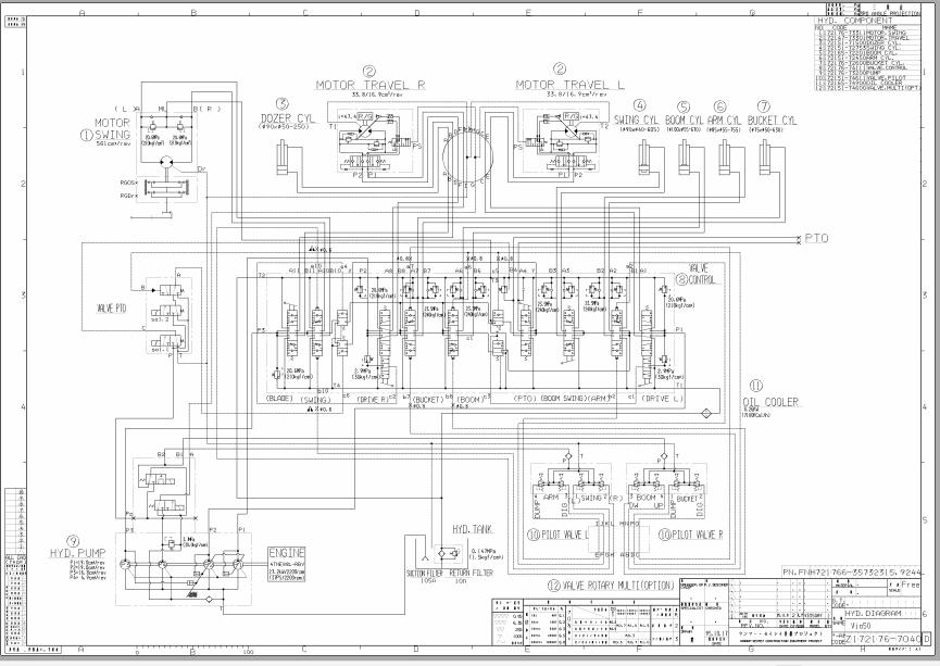 Yanmar Mini Excavator ViO50 Hydraulic Diagrams Z172176 7040D