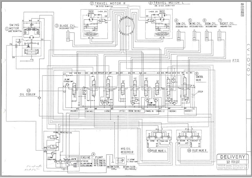 Yanmar Mini Excavator ViO70 Hydraulic Diagrams