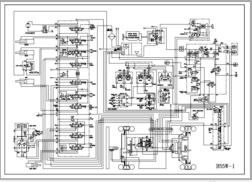 Yanmar Wheel Excavator B55W 1 Hydraulic Diagrams