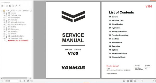 Yanmar Wheeled Loader V100 Service Manuals EN PDF 1