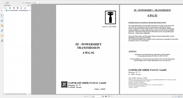 ZF Transmision 4 WG 92 Service Manual 1