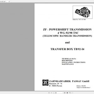 ZF Transmission POWERSHIFT TRANSMISSION4 WG 92 98 T S C Service Training 1