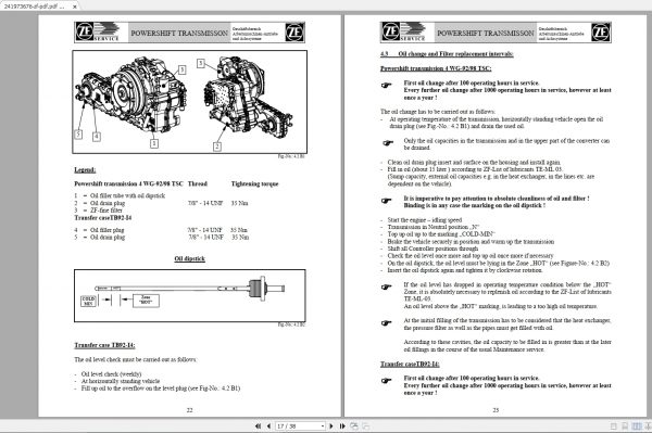 ZF Transmission POWERSHIFT TRANSMISSION4 WG 92 98 T S C Service Training 2
